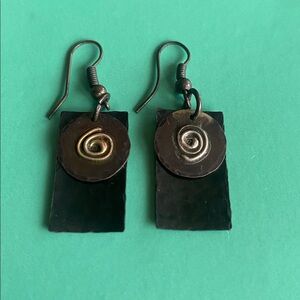Handmade Black and Gold/bronze Spiral Earrings